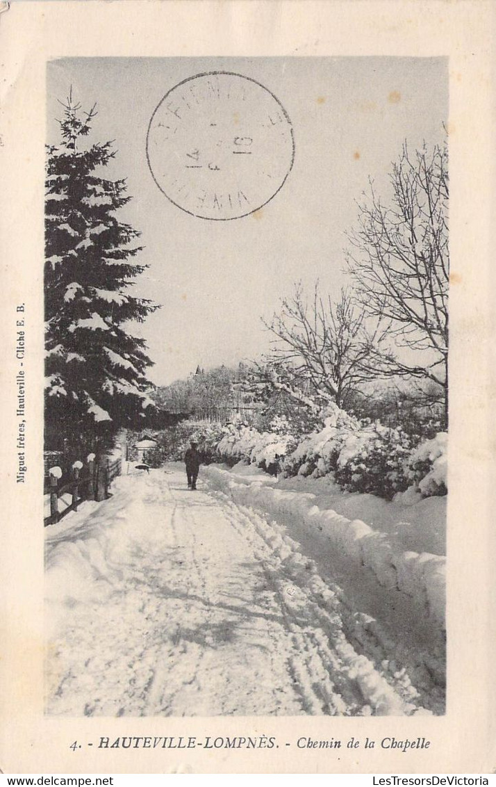 CPA France - Hauteville Lompnes - Chemin De La Chapelle - Miguet Freres - Oblitérée 1916 Ain - Animée - Neige - Hauteville-Lompnes