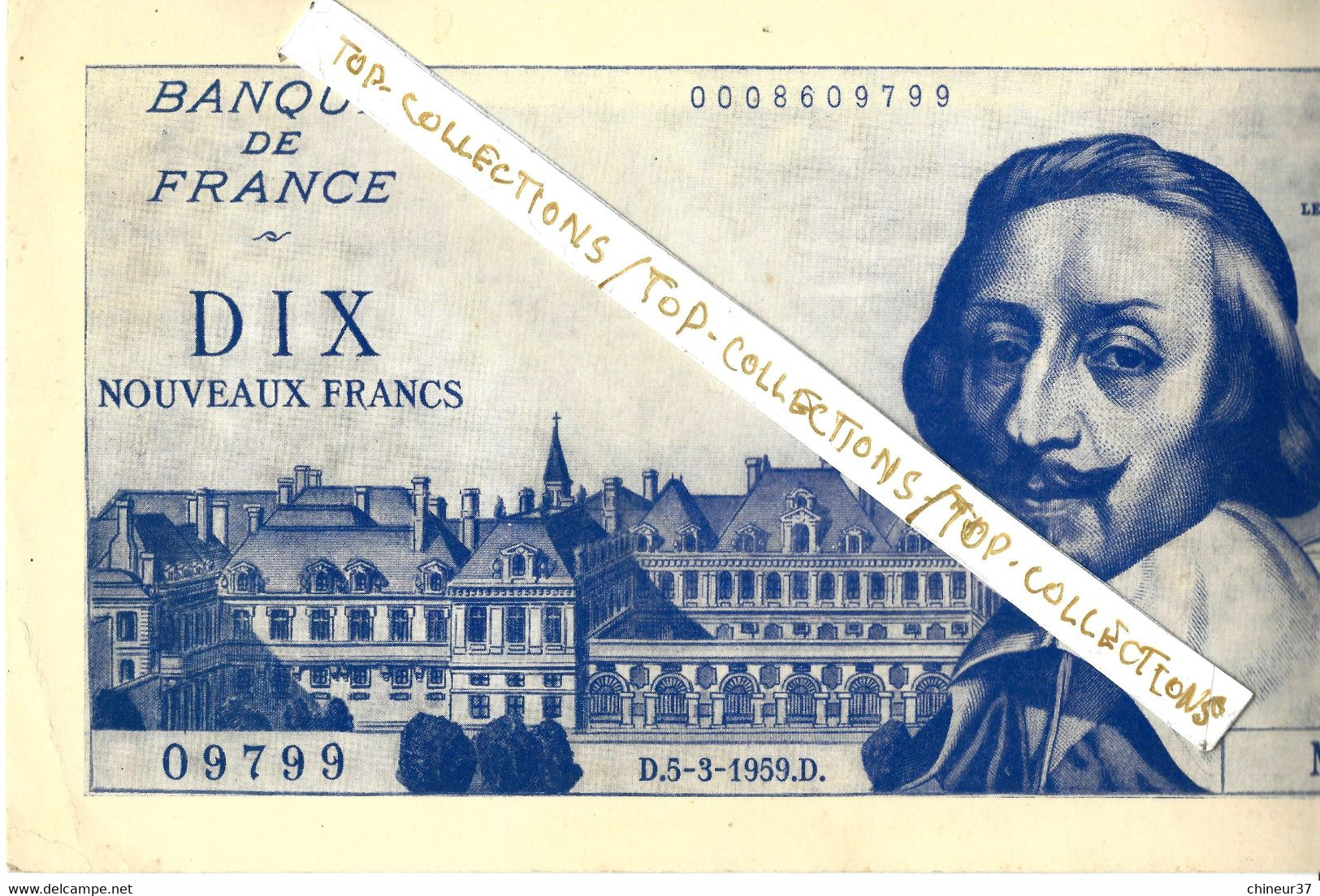 EDUCATION CHANGEMENT MONNAIE  INFORMATION FAC SIMILE BILLET DE 10 Nouveaux Francs N.F. RICHELIEU GRAND FORMAT B.E. - Publicités