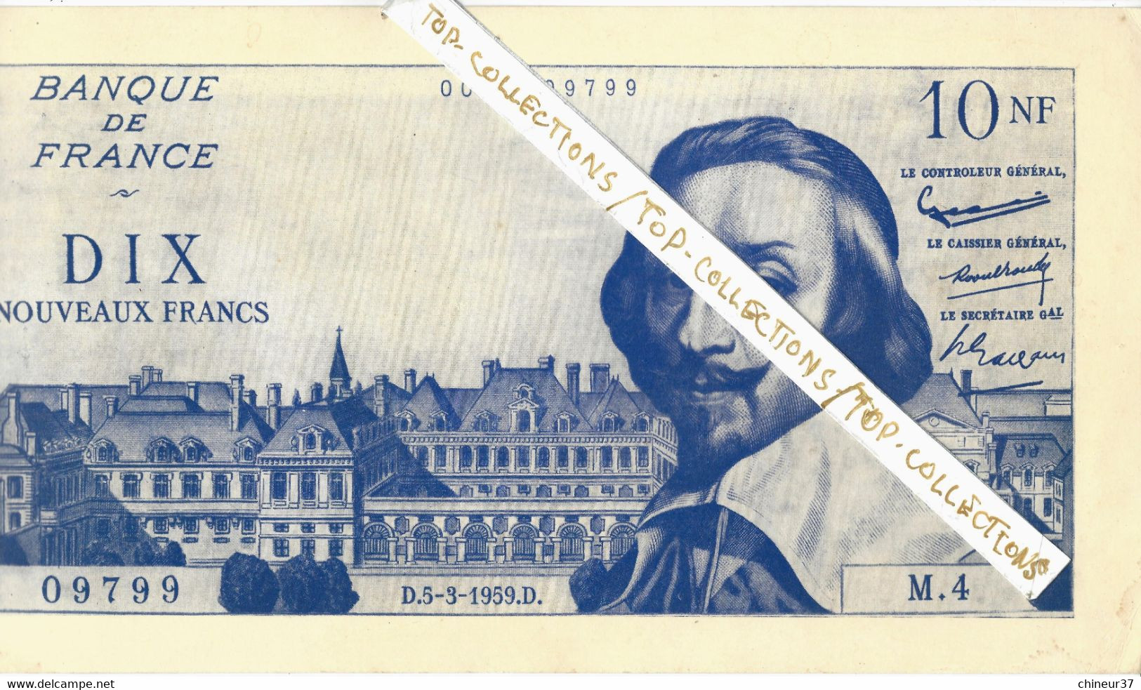 EDUCATION CHANGEMENT MONNAIE  INFORMATION FAC SIMILE BILLET DE 10 Nouveaux Francs N.F. RICHELIEU GRAND FORMAT B.E. - Werbung