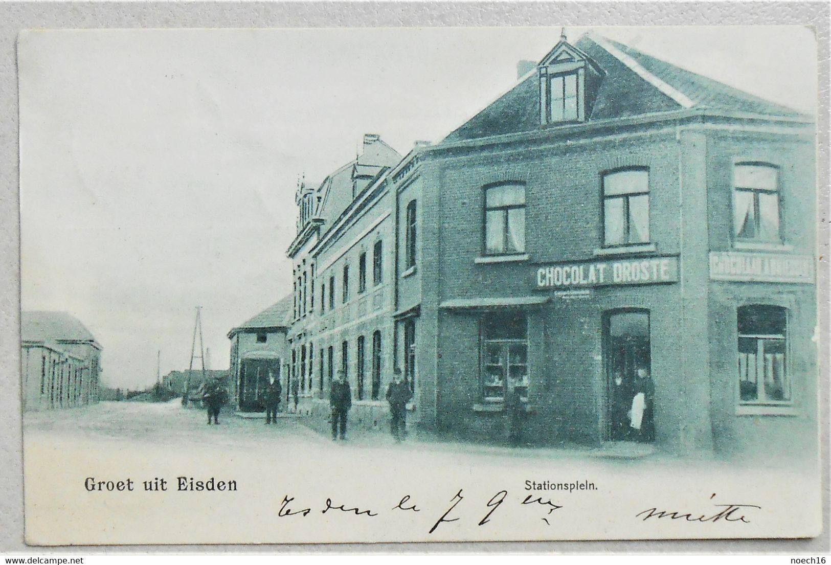 CPA 1907 - Groet Uit Eisden, Maasmechelen, Stationsplein - Publicité Chocolat Droste & A. Driessen - Maasmechelen