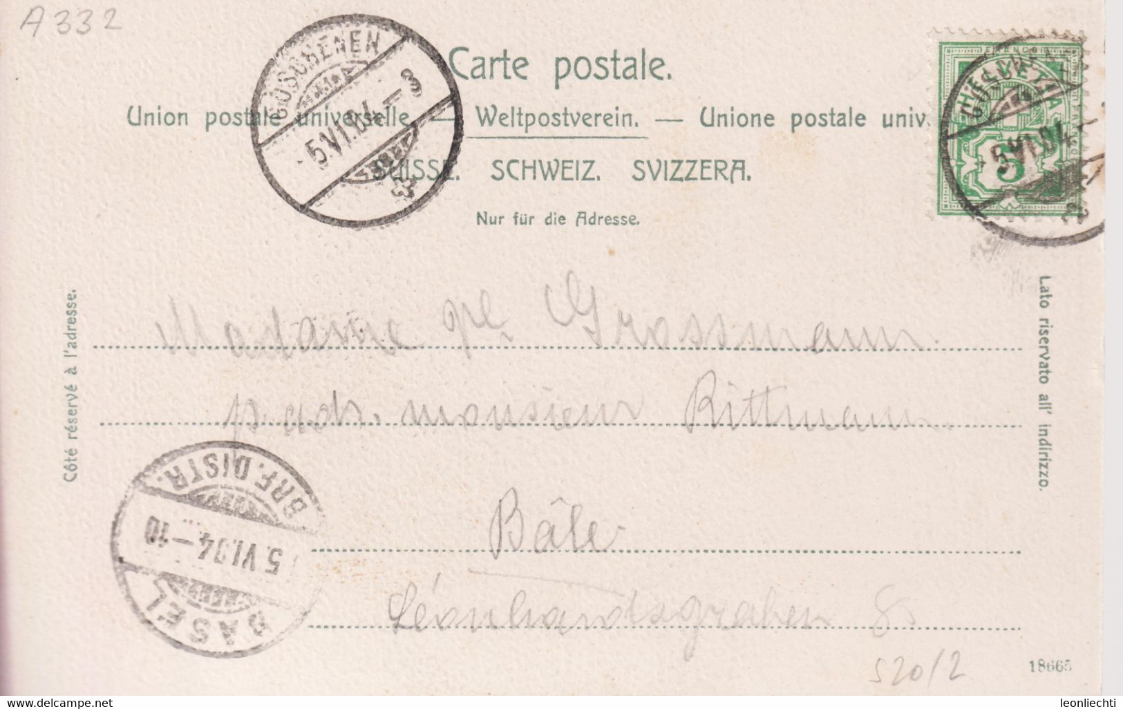 AK, Carte Postale, UPU, 1904 Gotthardbahn - Goeschenen, Verlag E, Goetz, Phot. Luzern - Göschenen
