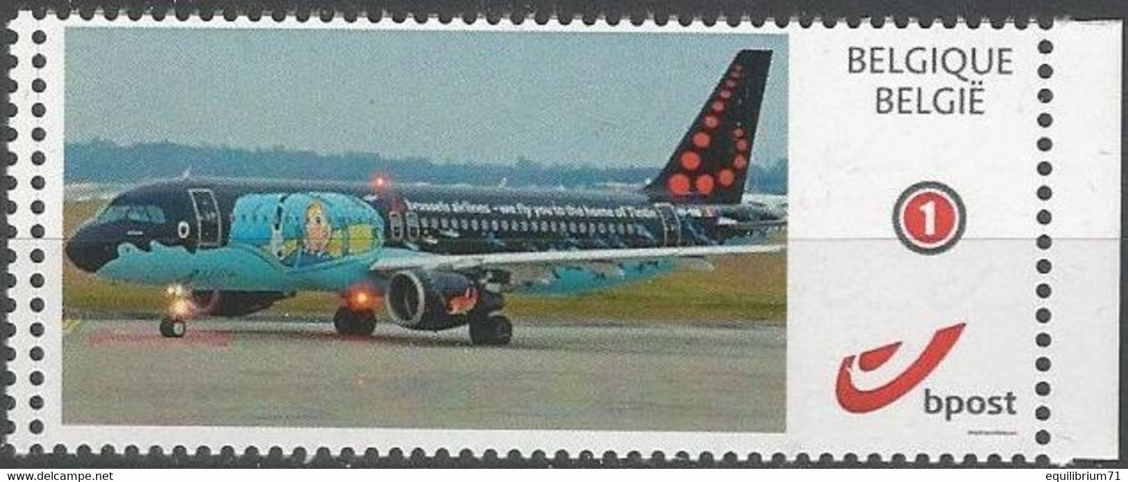 DUOSTAMP/MYSTAMP**- Tintin, Milou, Avion - Kuifje,Bobbie, Vliegtuig - Tim,Struppi,Flugzeug - Tintin,Snowy, Plane (Hergé) - Philabédés