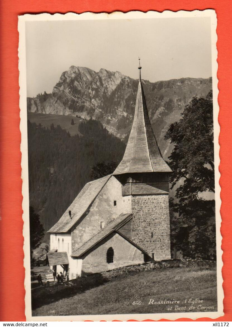 ZGR1-08 Rossinière L'Eglise Et La Dent De Corjon  Perrochet 640 . Circulé - Rossinière