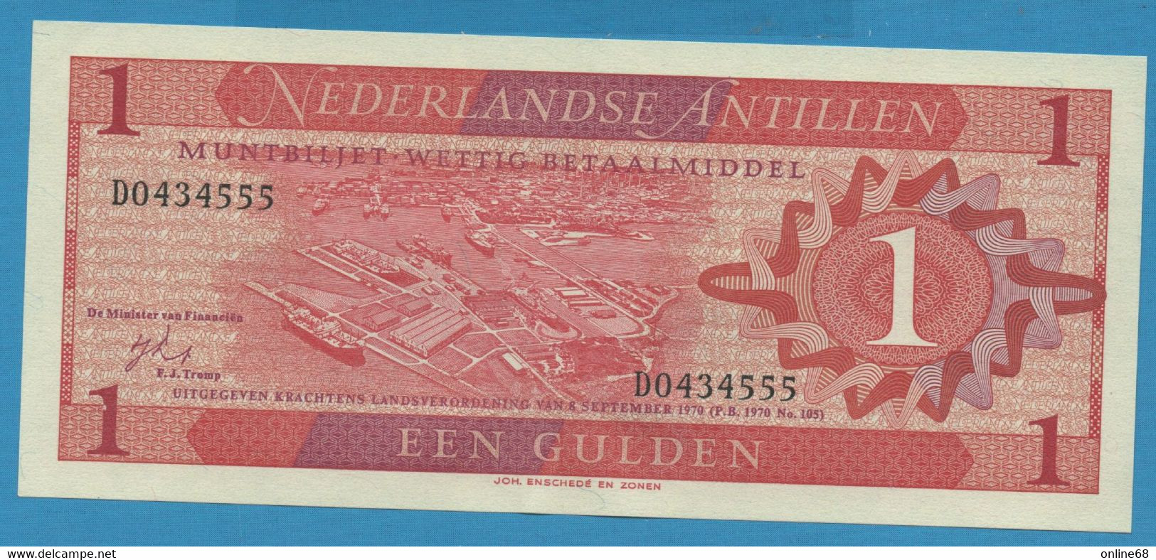 NEDERLANDSE ANTILLEN 1 GULDEN 08.09.1970 # D0434555 P# 20 Willemstad Curaçao - Antille Olandesi (...-1986)