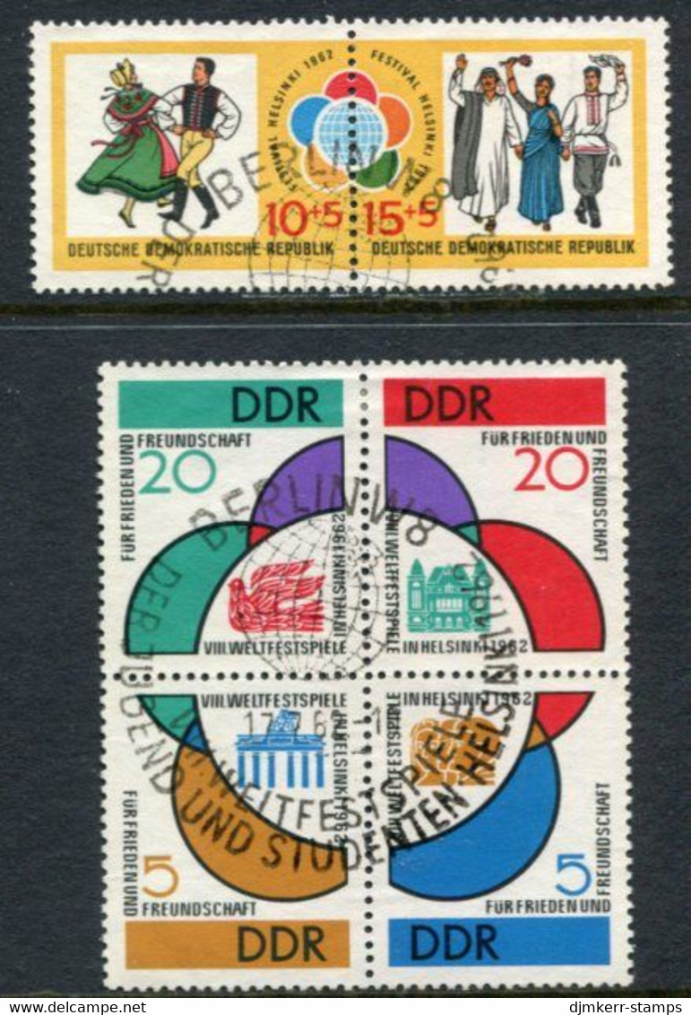 DDR / E. GERMANY 1962 Youth And Student Festival Pair And Block Used  Michel  901-06 - Oblitérés