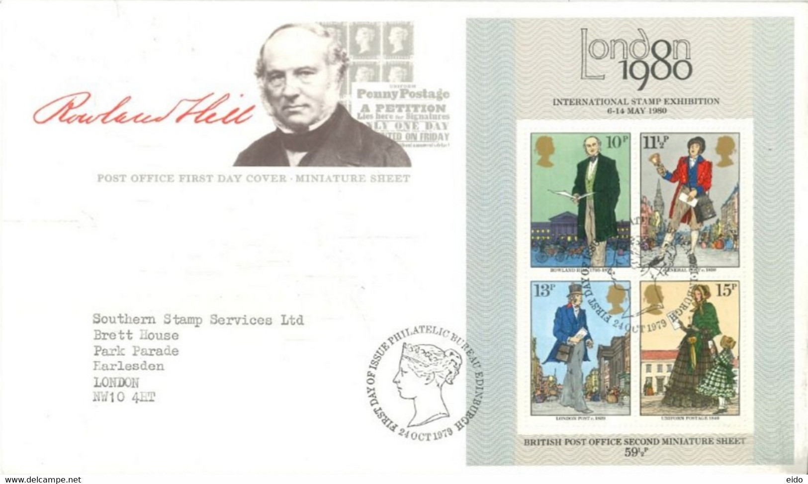 GREAT BRITAIN - 1980 - FDC OF DEATH CENTENARY OF SIR ROWLAND HILL MINIATURE SHEET.. - Universal Mail Stamps