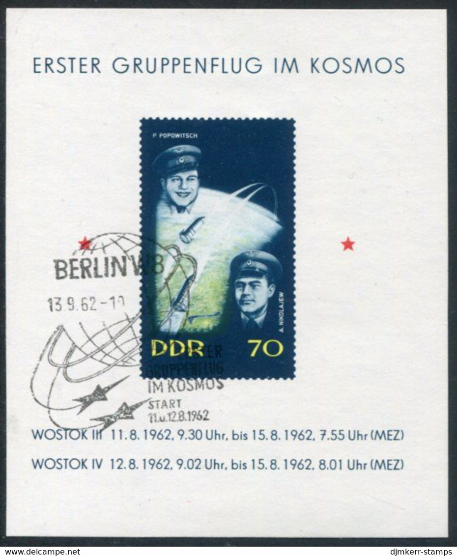 DDR / E. GERMANY 1962 Vostock 3 And 4 Group Flight Block Used.  Michel  Block 17 - Oblitérés