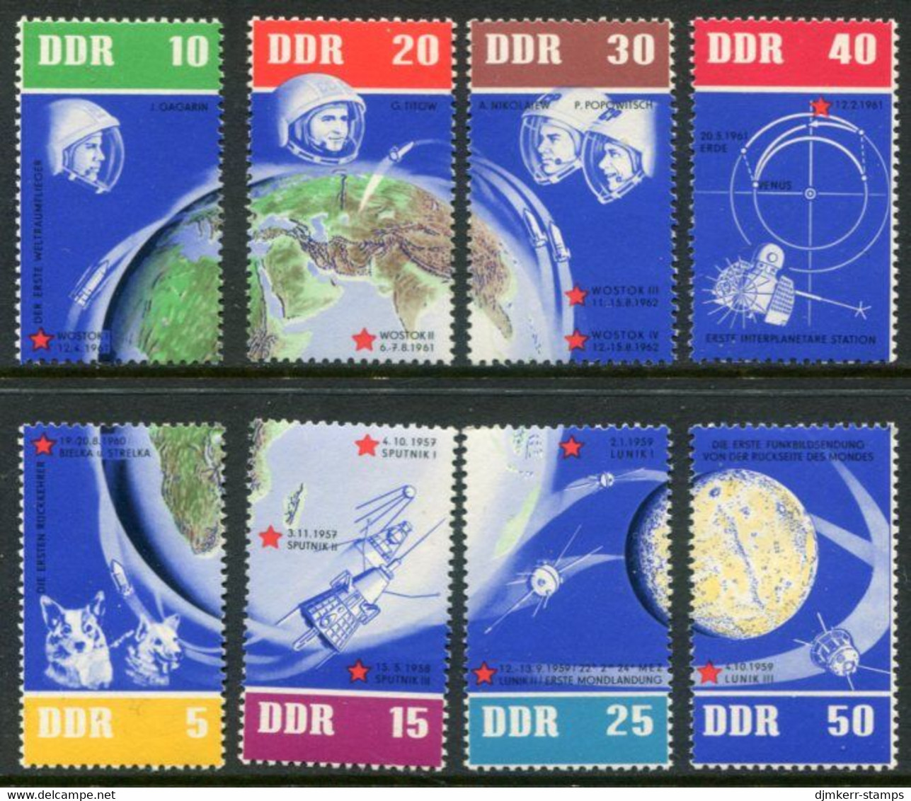 DDR / E. GERMANY 1962 Soviet Space Flights Singles   MNH / **.  Michel  926-33 - Neufs