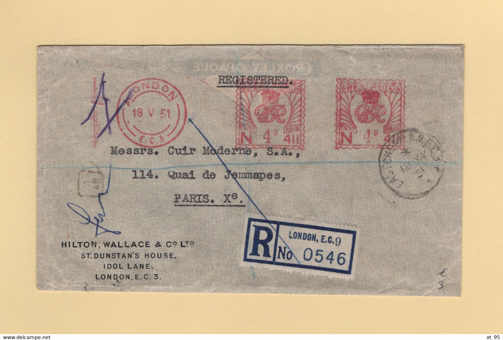 Londres - EMA - Recommande Destination France - 1951 - Máquinas Franqueo (EMA)