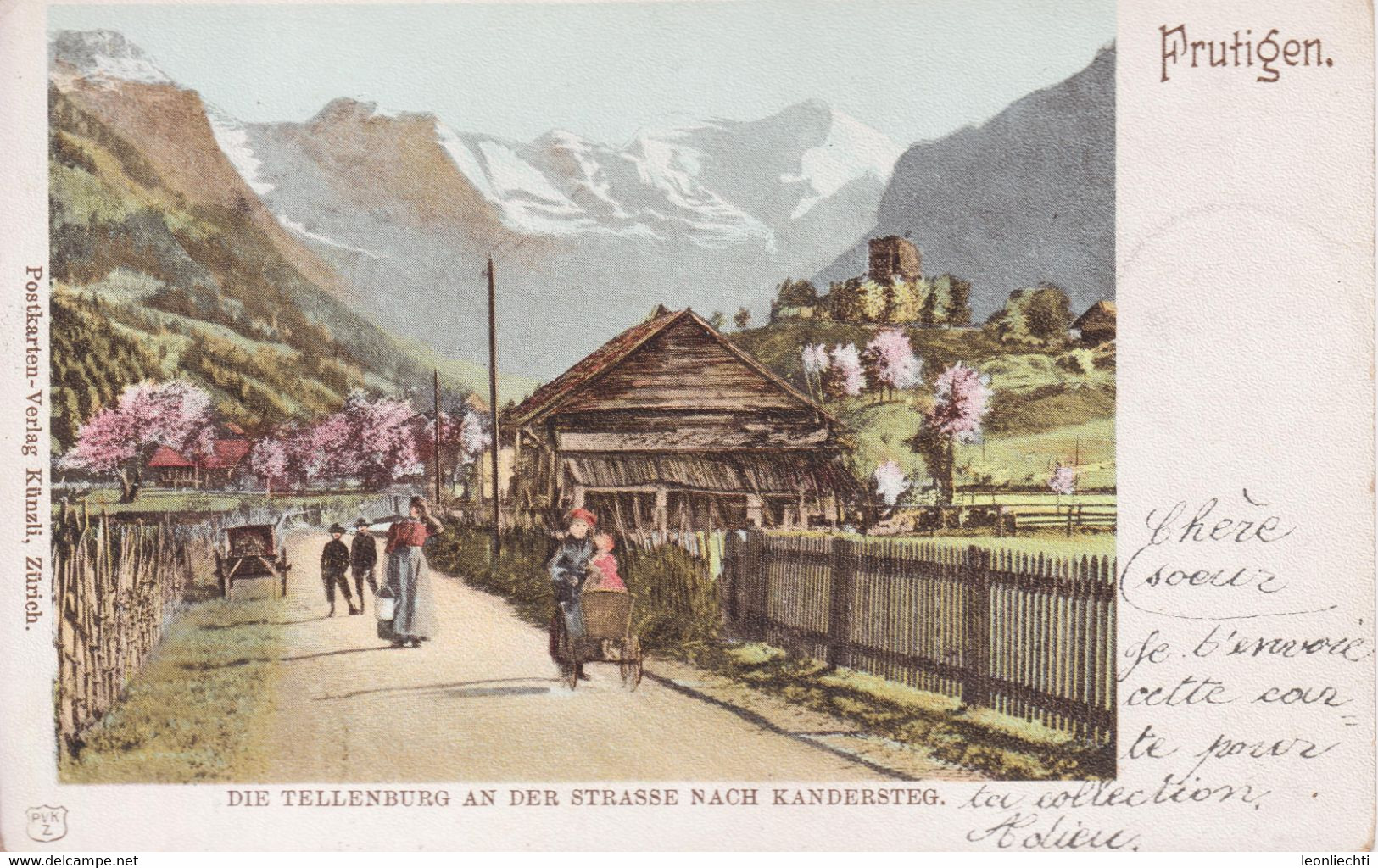 AK, Carte Postale, UPU, 1900 Frutigen. Die Tellenburg An Der Strasse Nach Kandersteg ( Tellenfeld ) - Frutigen