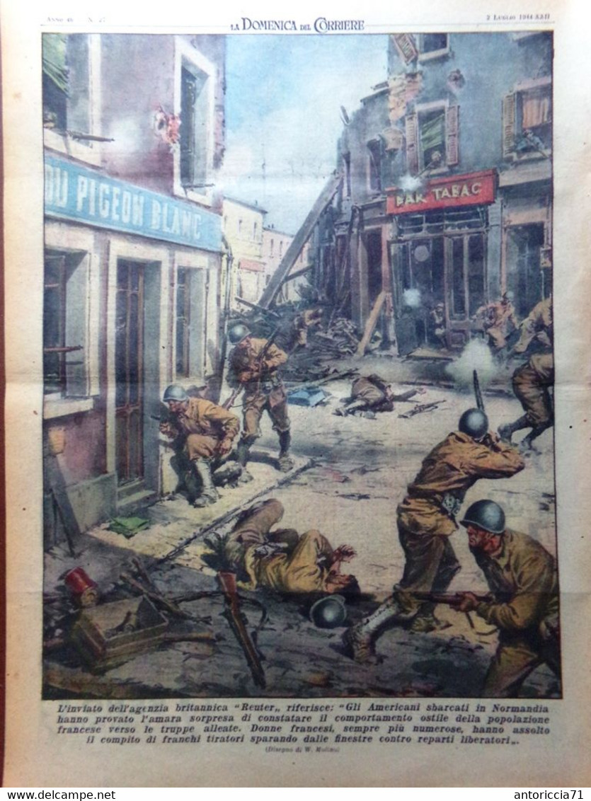 La Domenica Del Corriere 2 Luglio 1944 WW2 Inghilterra Dinamite Sommozzatori Usa - Guerra 1939-45