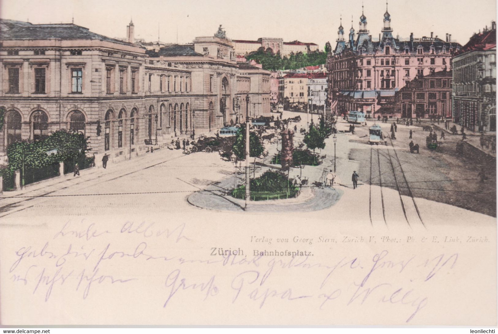 AK, Carte Postale, UPU. 1902 Zürich, Bahnhofplatz, Von Zürich Nach Waldenburg - Wald