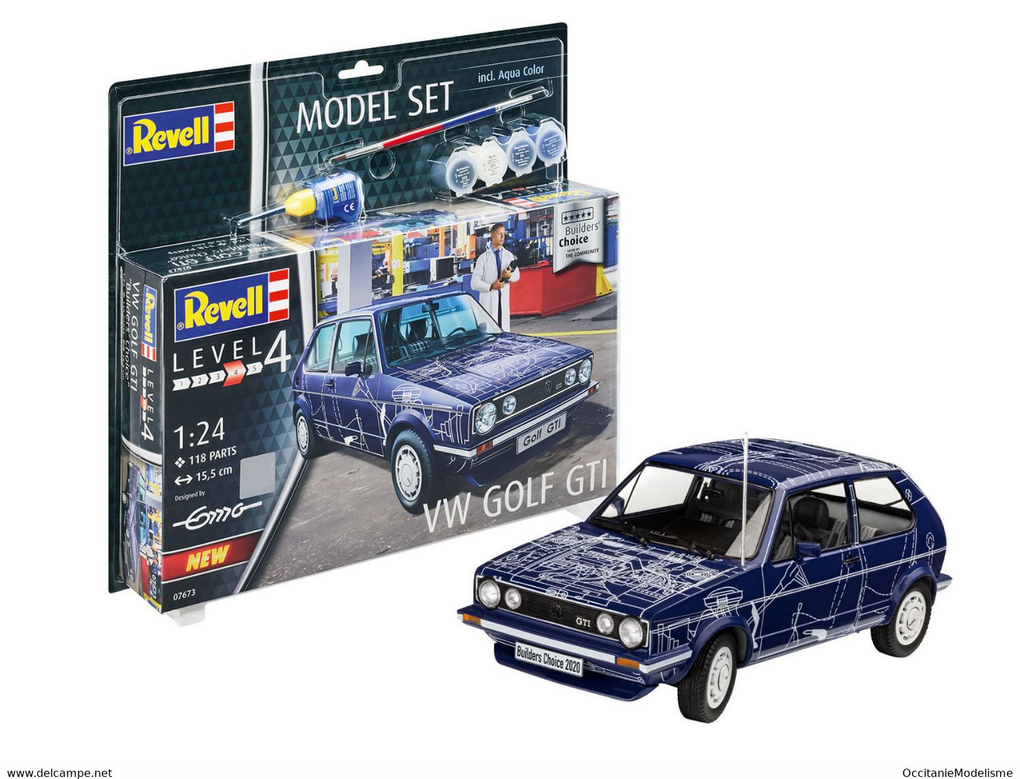 Revell - SET VW VOLKSWAGEN GOLF GTI + Peintures + Colle Maquette Kit Plastique Réf. 67673 Neuf 1/24 - Automobili