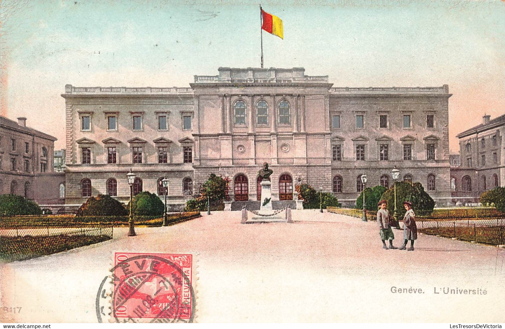 CPA Geneve - L'université - Animé Et Colorisé - De Geneve A Tourcoing En 1908 - Genève