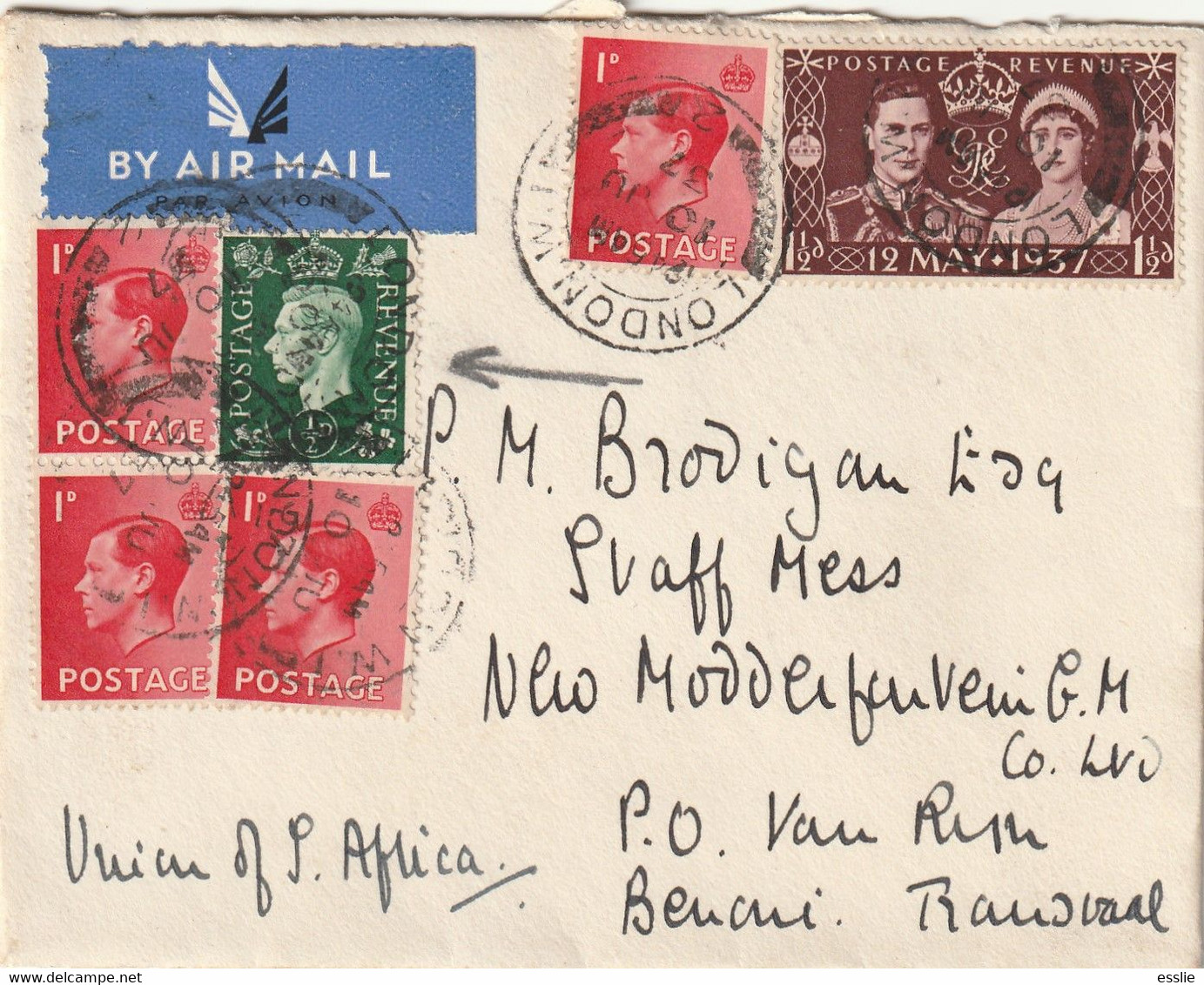 Great Britain Cover South Africa - (1936) 1937 - King Edward VIII And King George VI Coronation - Brieven En Documenten