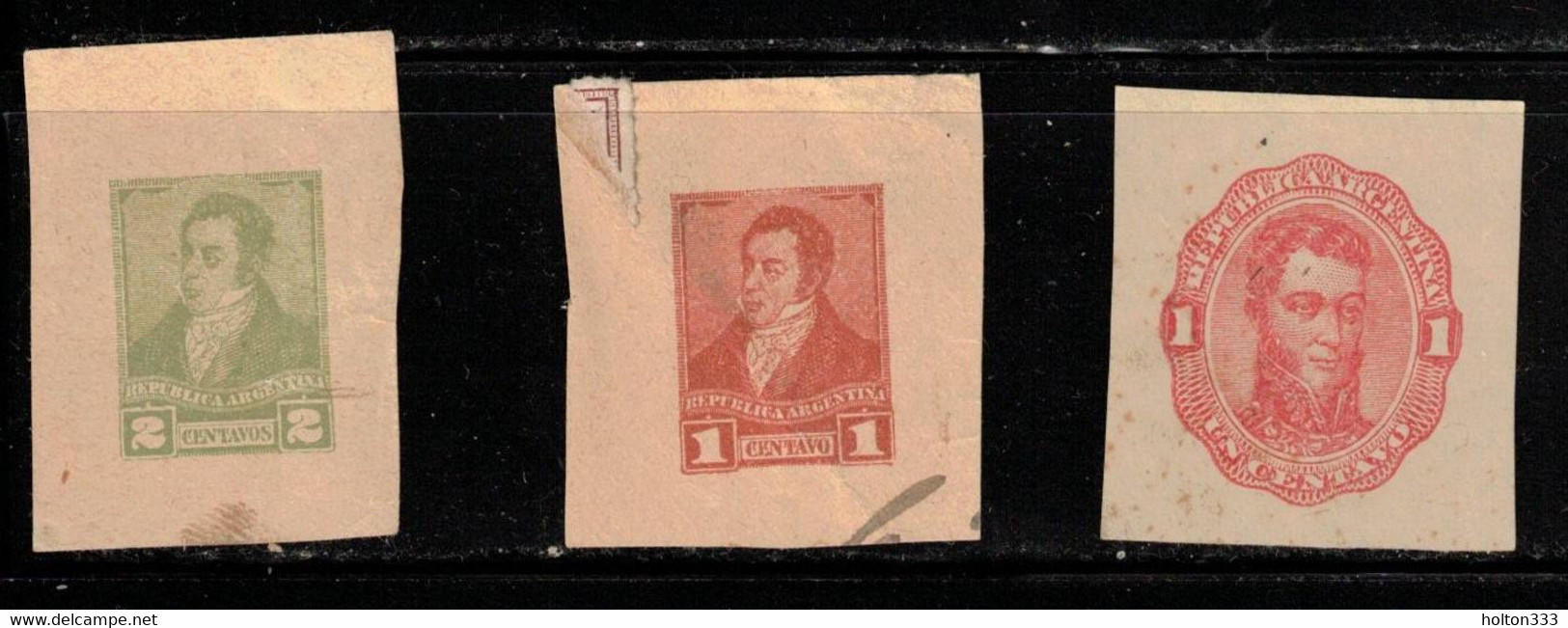 ARGENTINA Three Cut Square Postal Stationery - Oblitérés