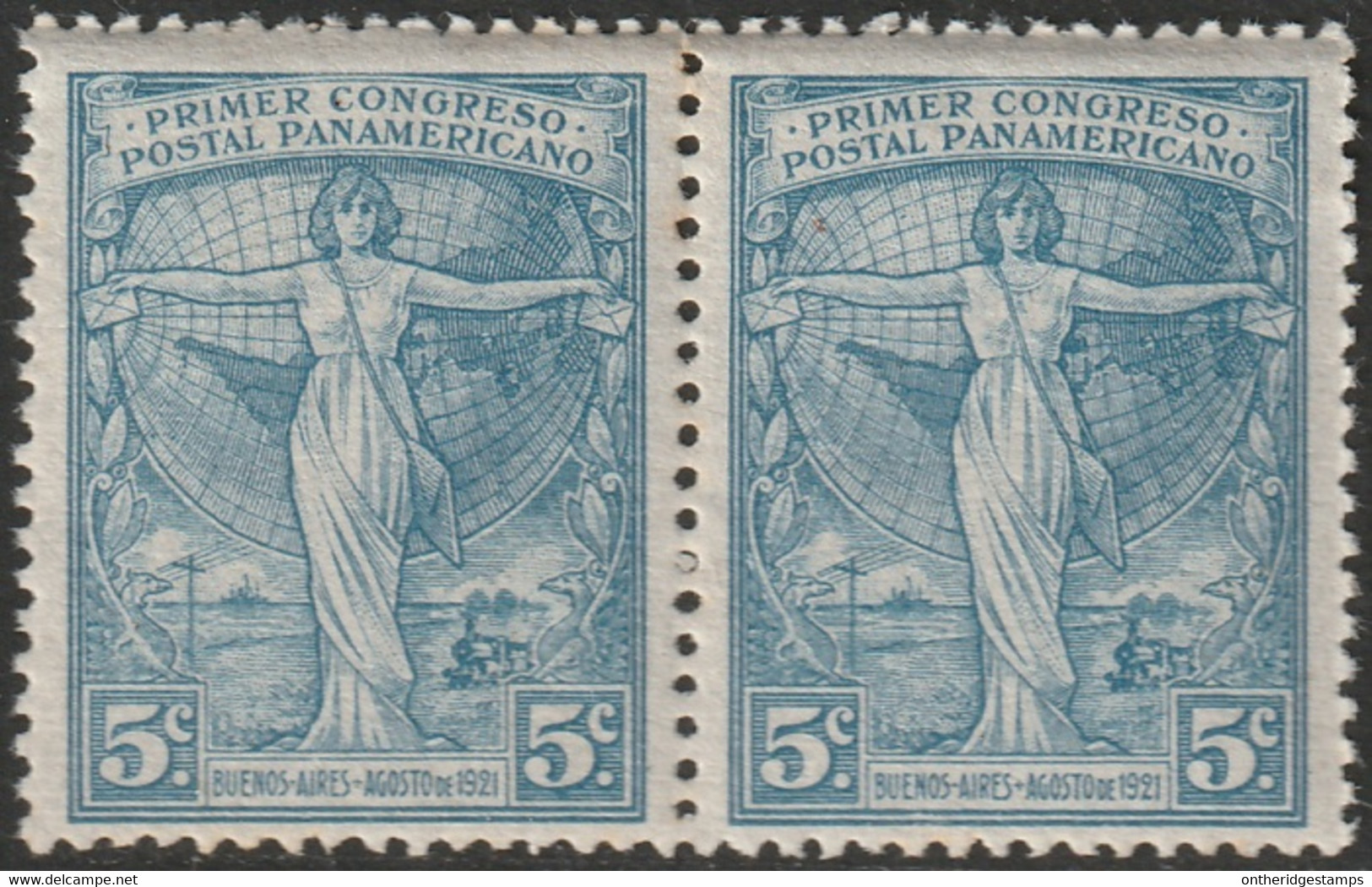 Argentina 1921 Sc 287  Pair MNH** Crease At Top - Nuevos