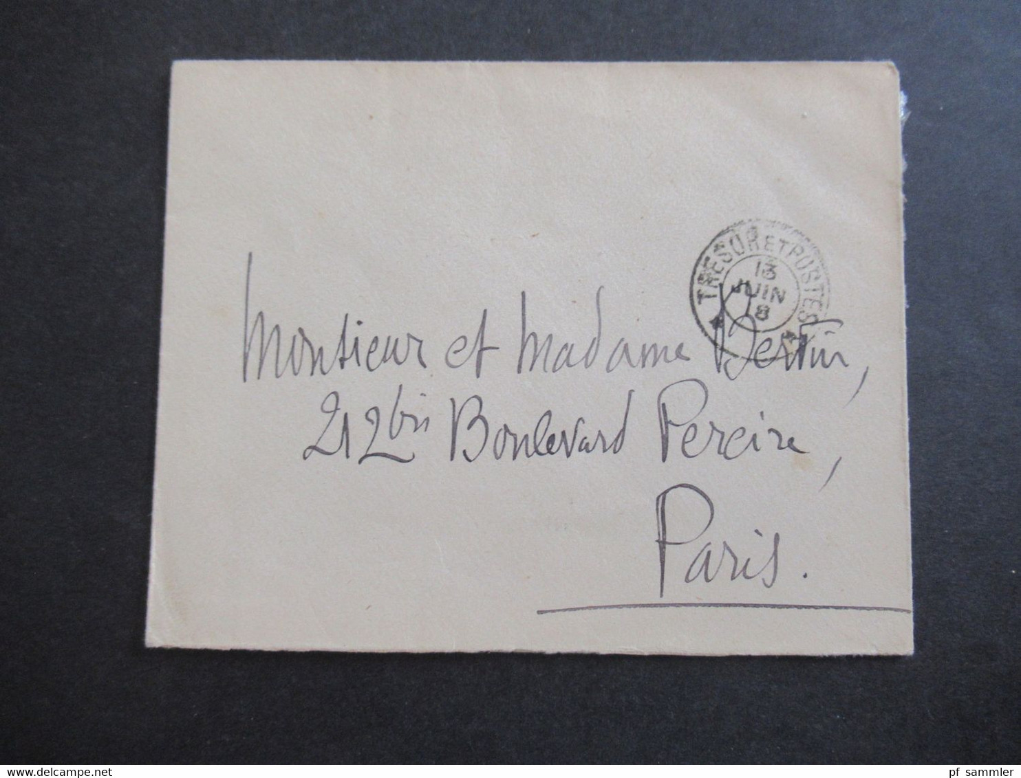 Frankreich 1918 Zensurbeleg Tresor Et Postes Und Rückseitig Stempel PH.344 Und K1 Paris XVII Jouffroy - Covers & Documents