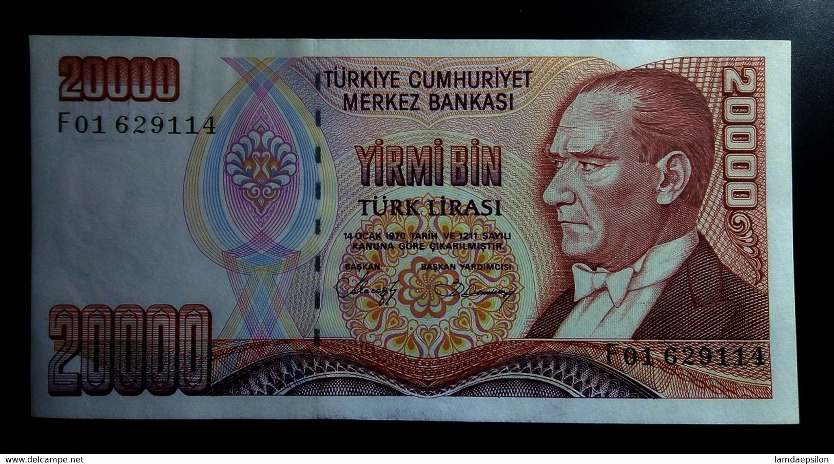 A7  TURQUIE   BILLETS DU MONDE   TURKEY BANKNOTES  20000 LIRASI 1970 - Turquie
