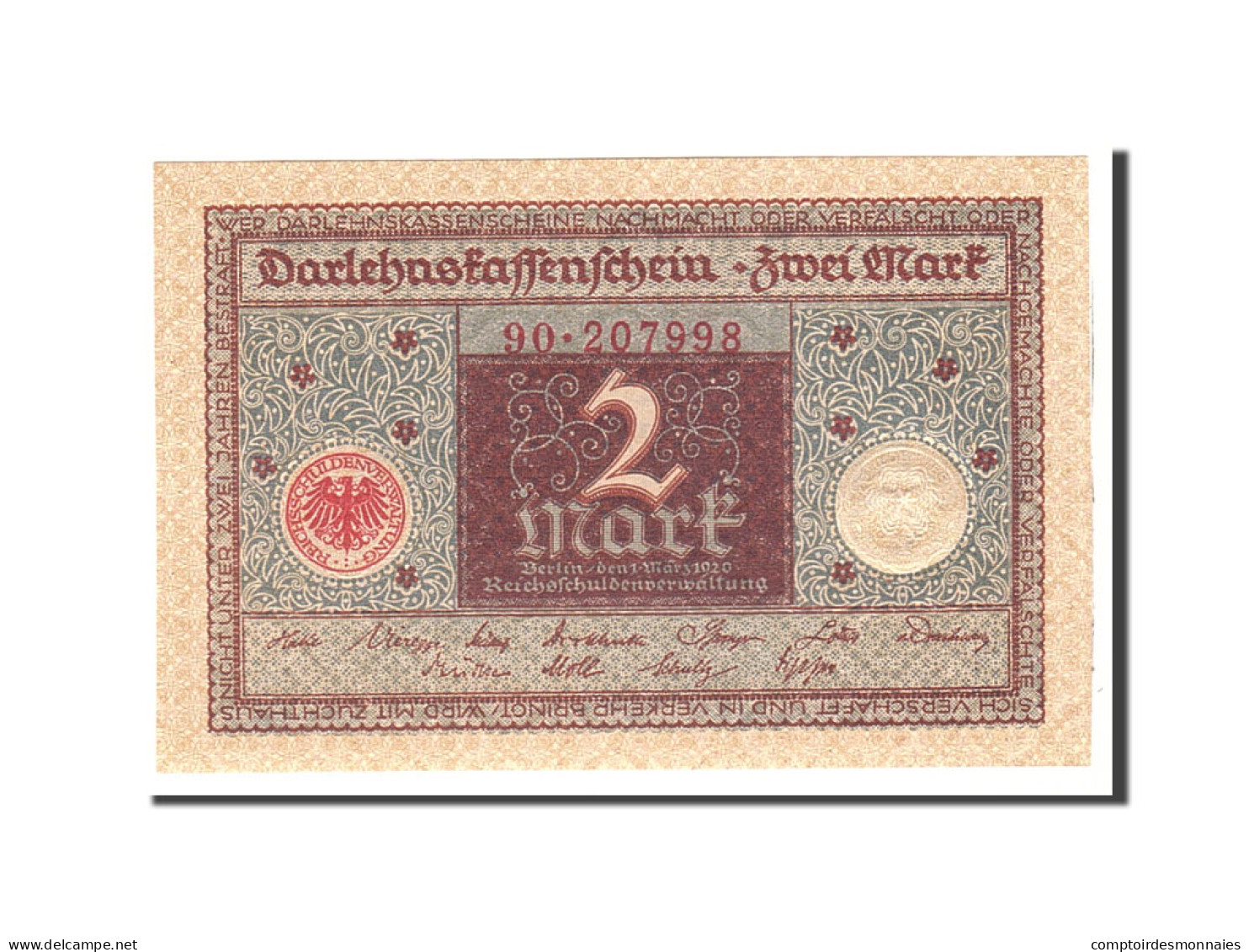 Billet, Allemagne, 2 Mark, 1920, 1920-03-01, KM:60, NEUF - Administration De La Dette