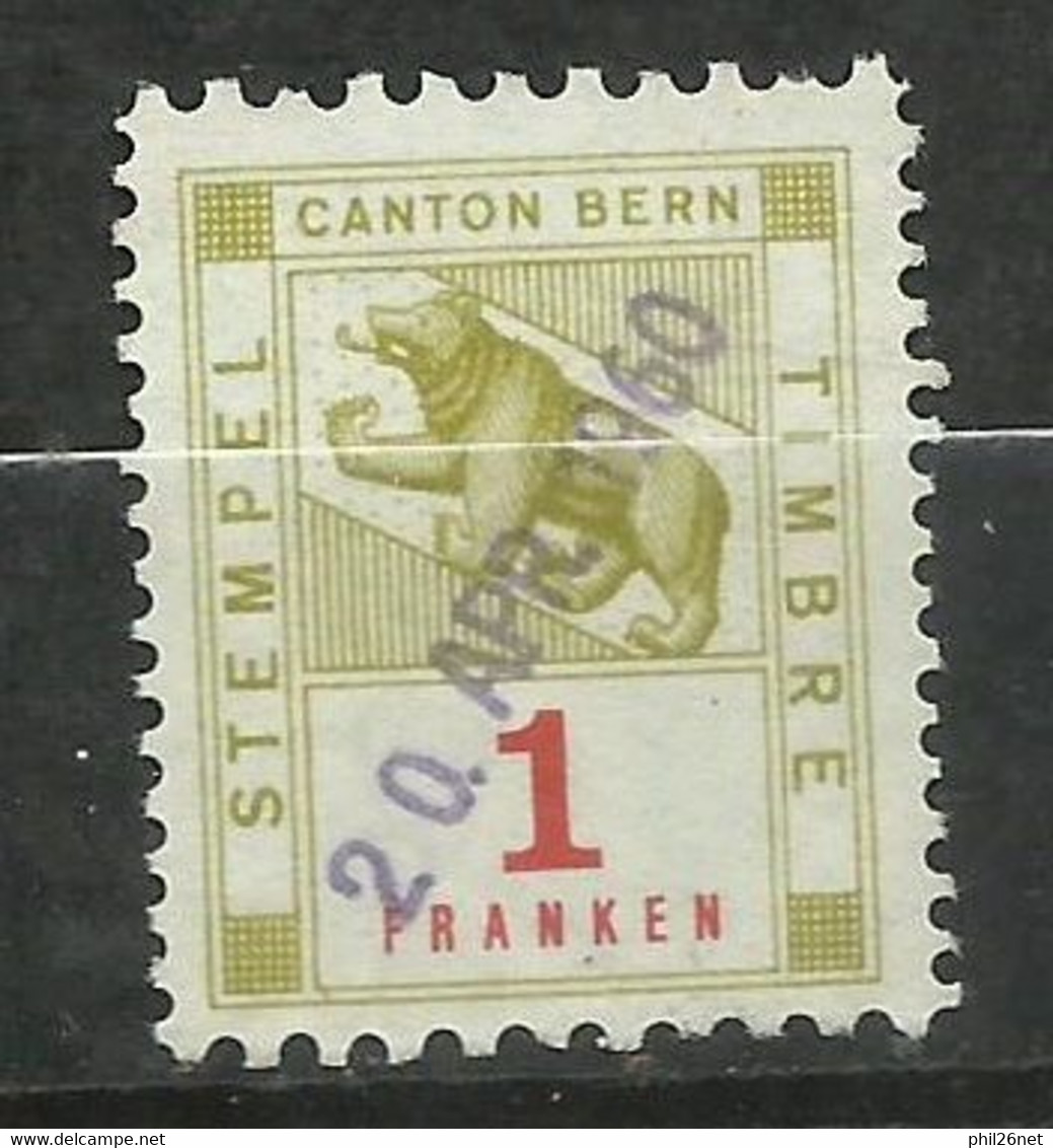 Suisse Canton De Berne   Fiscaux  1  Franken    Ours      Oblitéré  1960   B/TB           Voir Scans  Soldé ! ! ! - Fiscaux