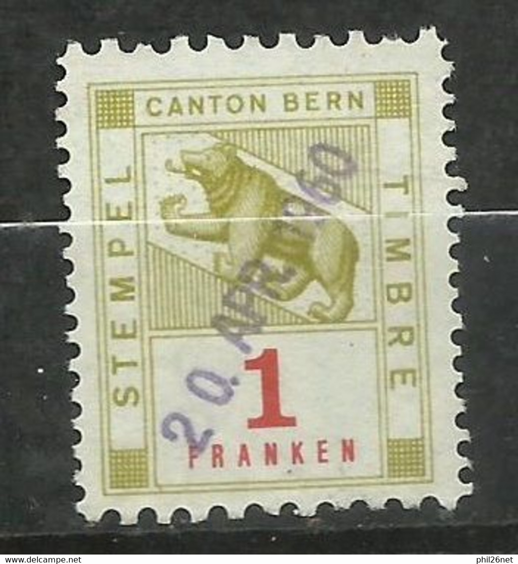 Suisse Canton De Berne   Fiscaux  1  Franken    Ours      Oblitéré  1960   B/TB           Voir Scans  Soldé ! ! ! - Steuermarken