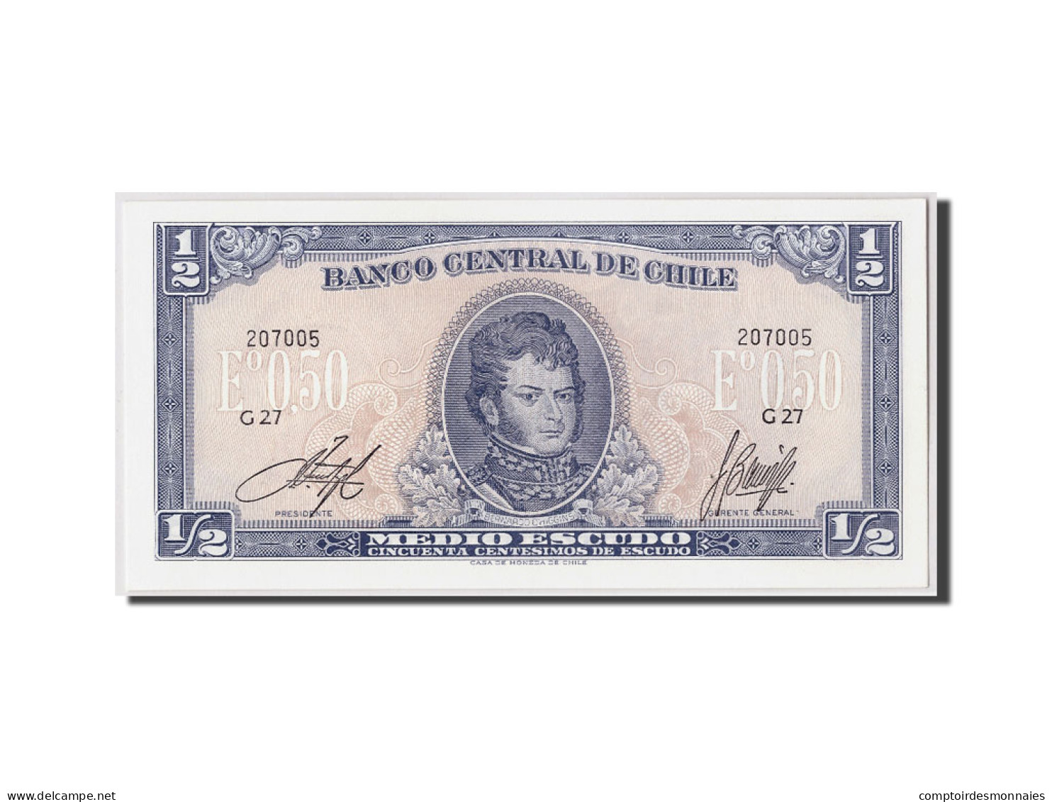 Billet, Chile, 1/2 Escudo, Undated, KM:134Aa, NEUF - Chili