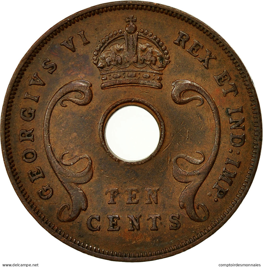 Monnaie, EAST AFRICA, George VI, 10 Cents, 1942, TTB, Bronze, KM:26.2 - Britse Kolonie