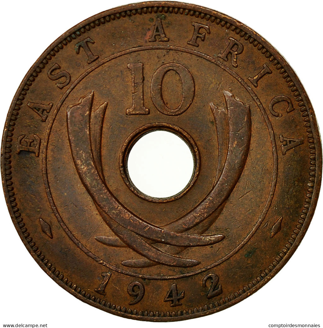 Monnaie, EAST AFRICA, George VI, 10 Cents, 1942, TTB, Bronze, KM:26.2 - Colonia Británica