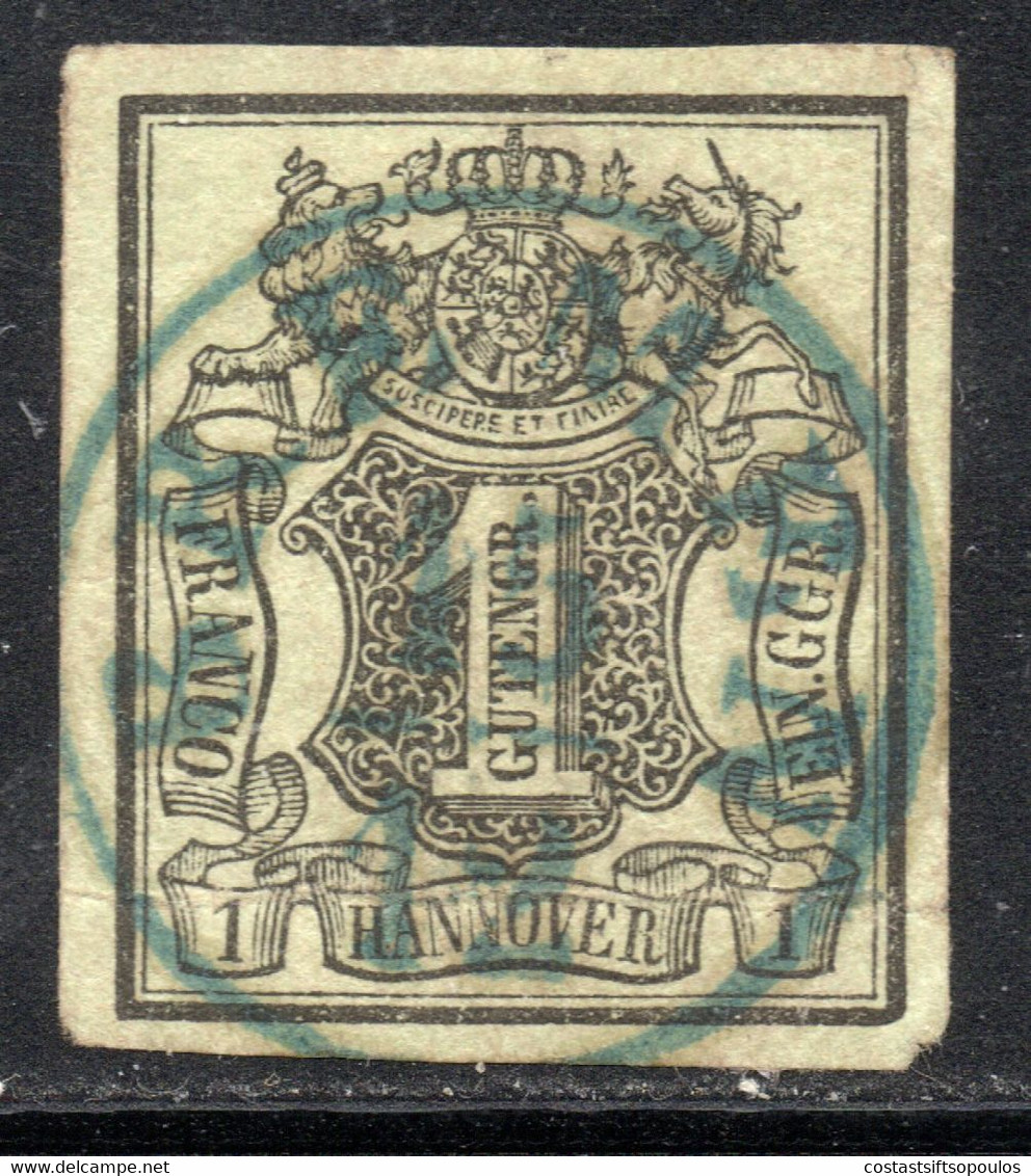 1158.HANNOVER 1851 1 GR.VERY FINE BREMEN POSTMARK,STAMP LOOKS DAMAGED AND REPAIRED. - Brême