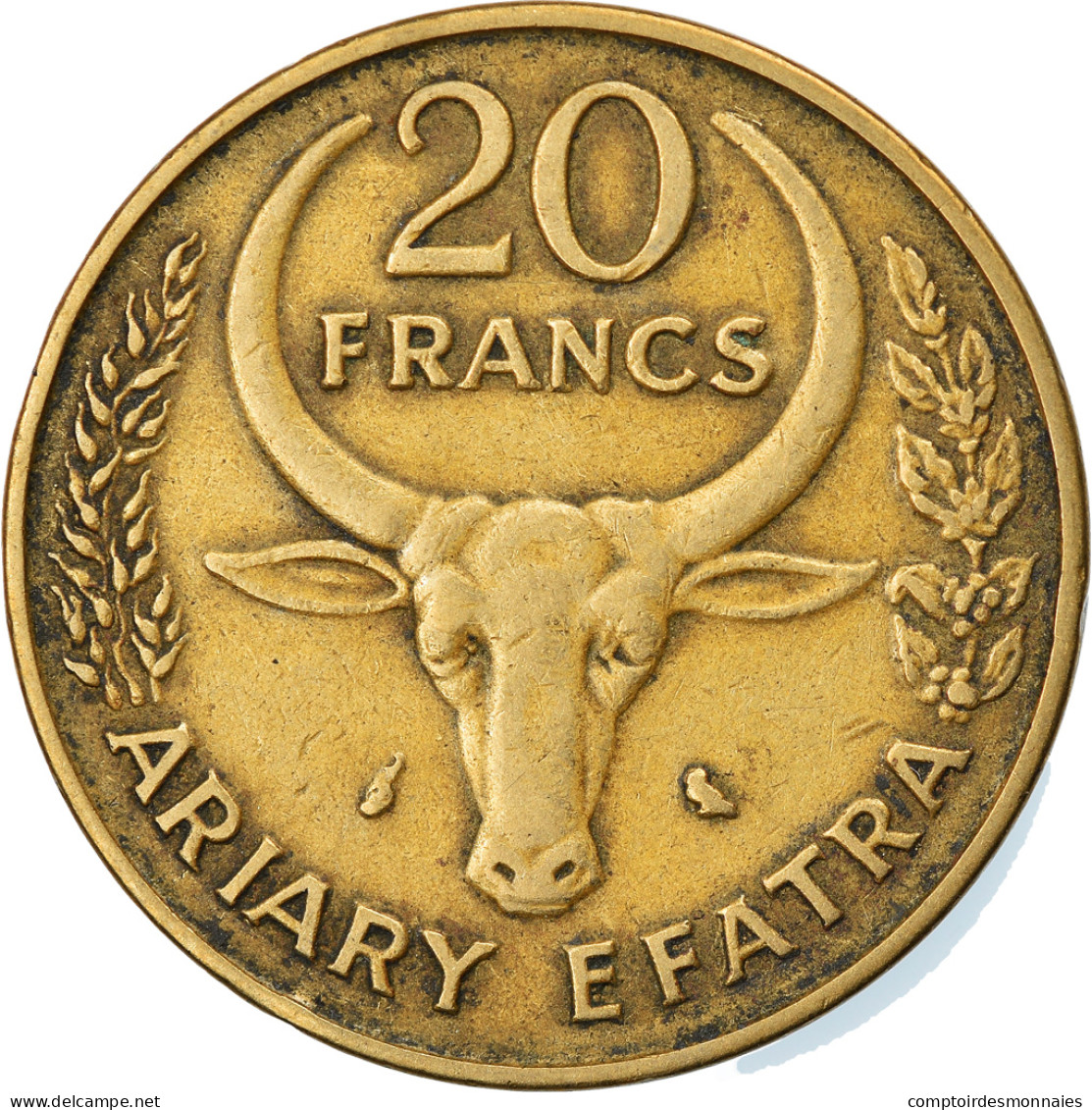 Monnaie, Madagascar, 20 Francs, 4 Ariary, 1971, Paris, TTB, Aluminum-Bronze - Madagascar