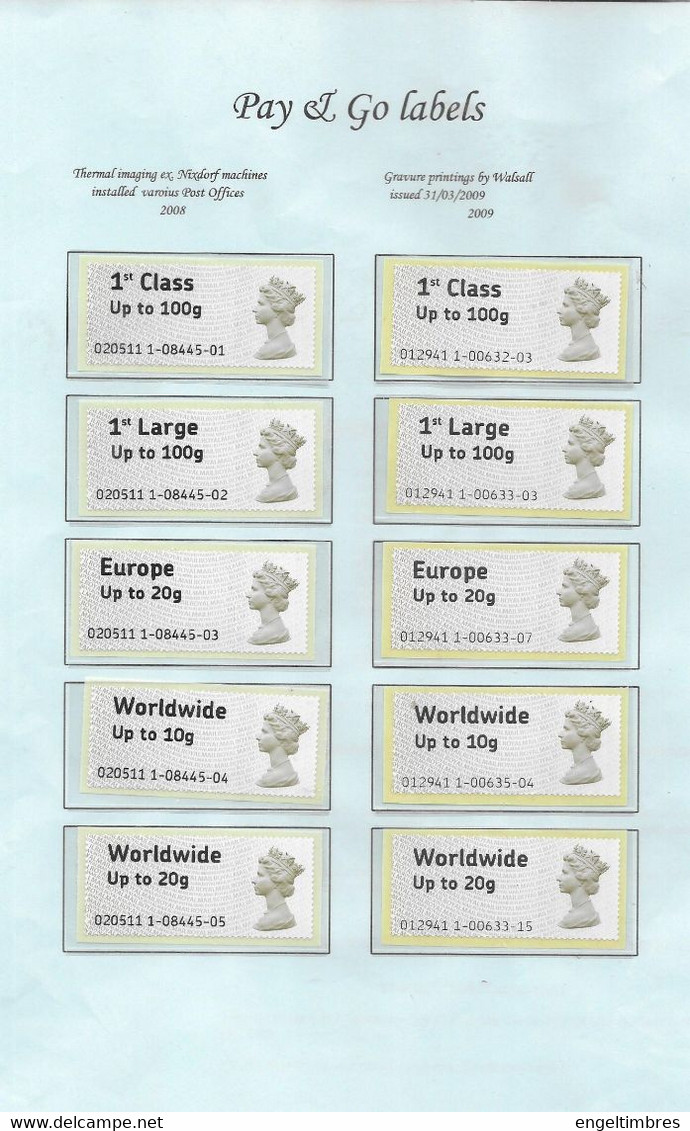 GB -  Post & GO Stamp Set 2008 Nixdorf  - See Notes - Post & Go (distributeurs)