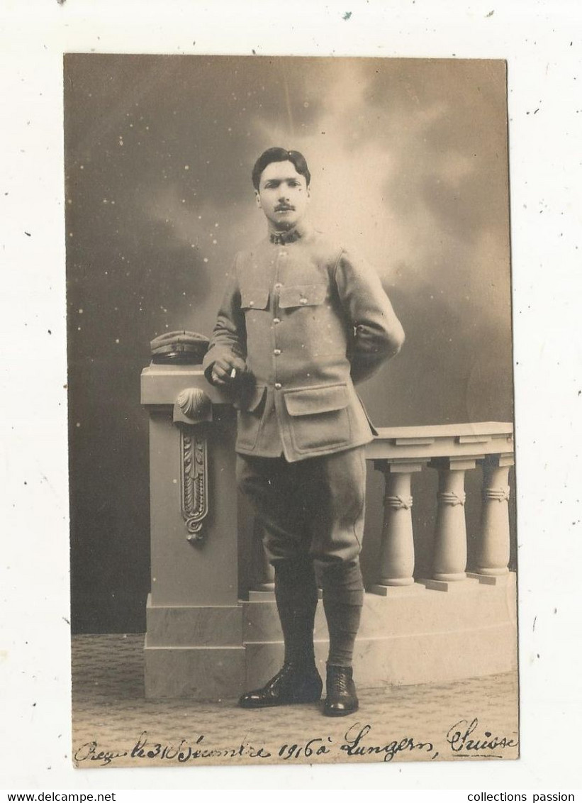 Cp, Carte Photo P. Delachaux , Bex Les Bains, SUISSE, 1916, Militaria, Militaire - Personnages