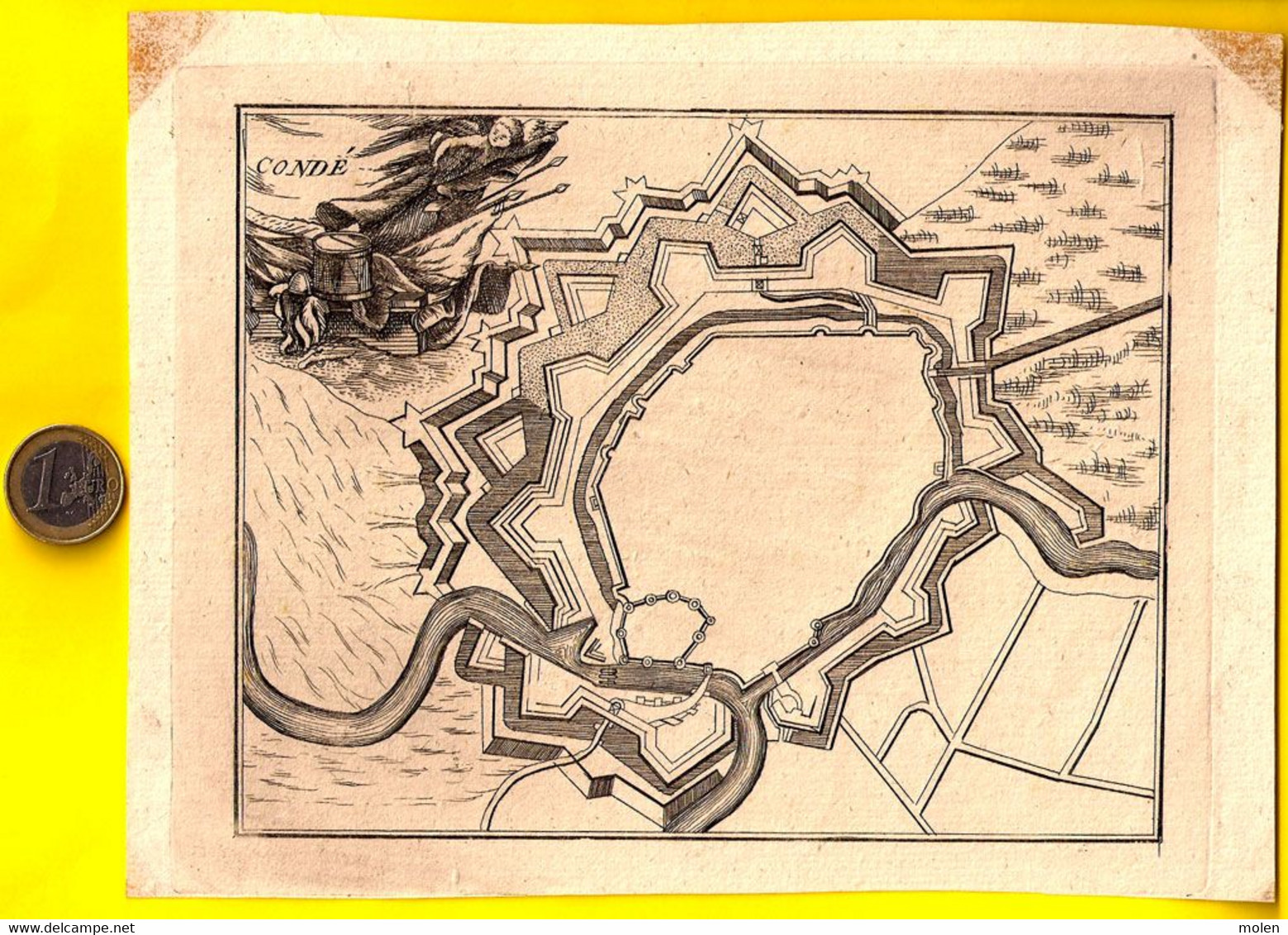 Ca1697 La Ville De CONDE Par Harrewyn Condé-sur-l’Escaut Gravure Ets Engraving Etch Acquaforte Radierung Eau-forte R431 - Conde Sur Escaut