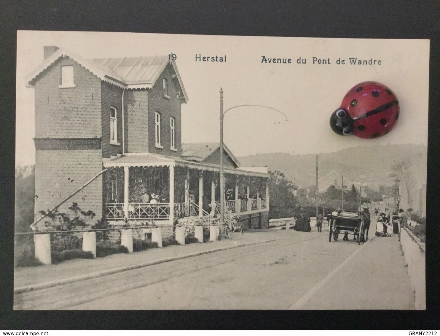 HERSTAL « AVENUE DU PONT DE WANDRE 1912 « Restaurant Au Chalet, Monsieur Flandre-Godin,  PANORAMA,ANIMÉE,ATTELAGE. - Herstal