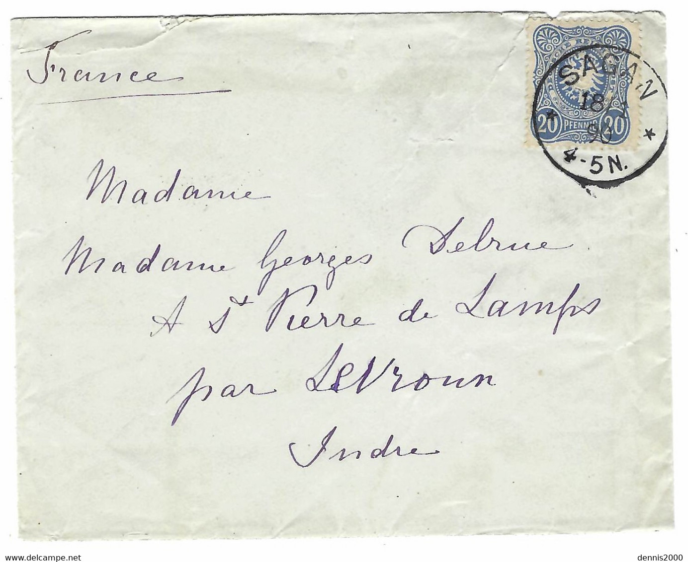 1890 - Letter From SAGAN ( Zagan ) Fr. 20 Pf To  France - Covers & Documents