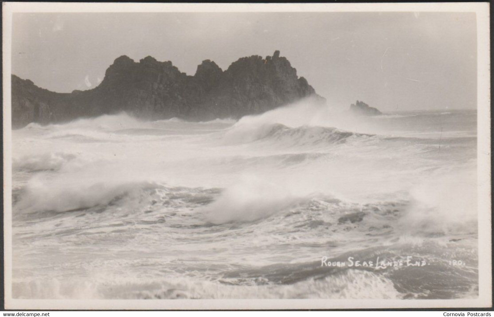 Rough Seas, Land's End, Cornwall, C.1950 - First & Last House RP Postcard - Land's End