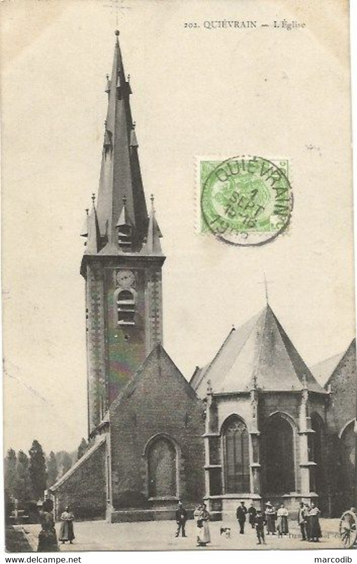 QUIEVRAIN. L'EGLISE. ANIME. CIRCULE EN 1909 - Quiévrain