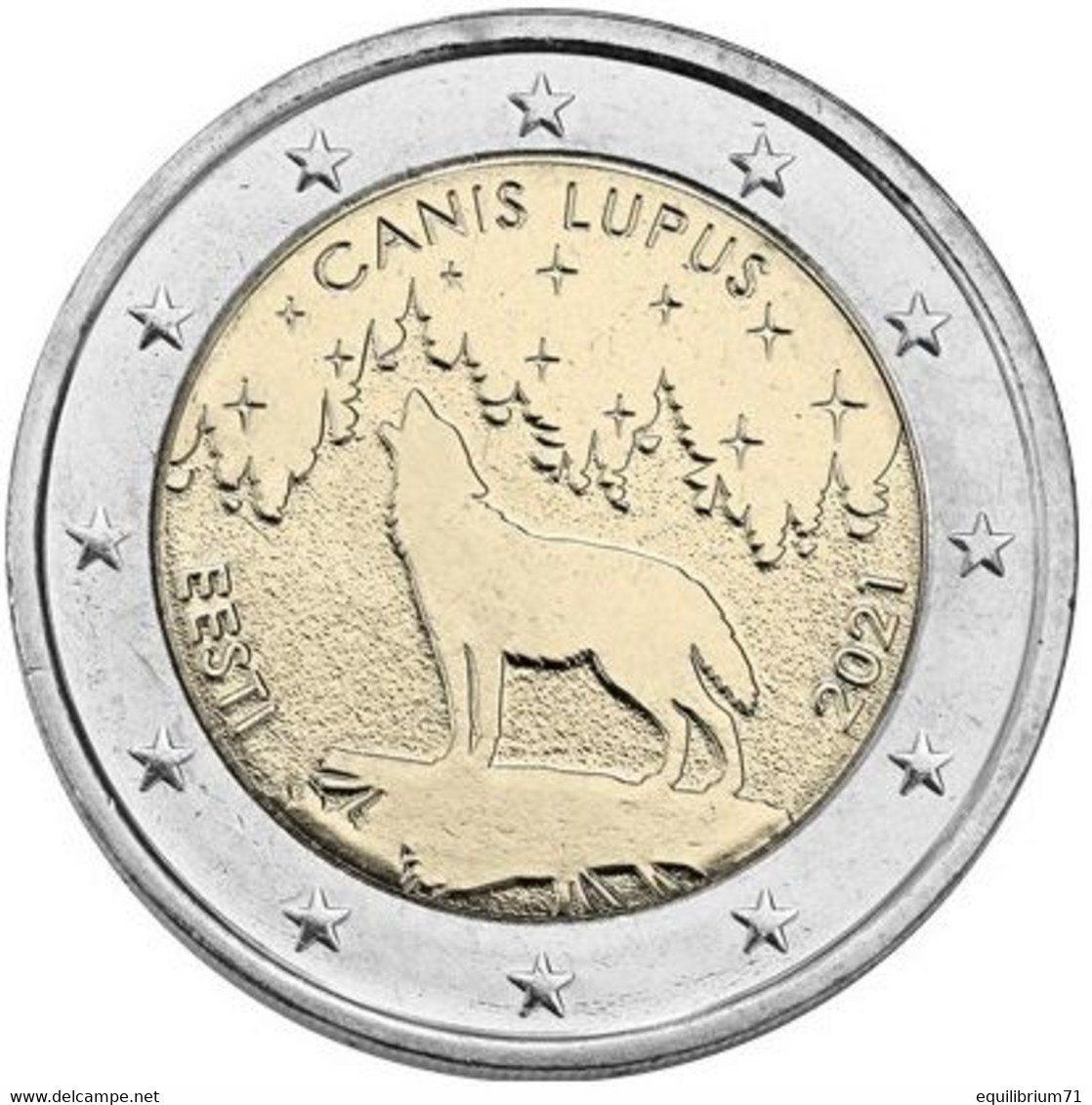 Pièce De 2 Euros (Mint) UNC - Estonie - Animal National Estonien, Le Loup / Ests Nationaal Dier, De Wolf - Estonie