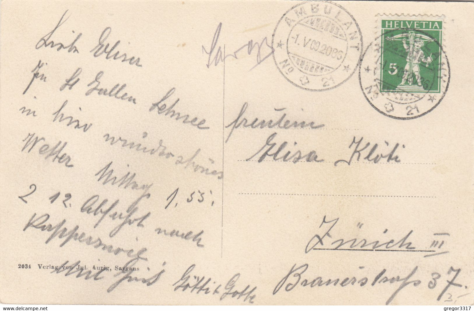 B9694) SARGANS - Wunderschöne Alte Ansich Tmit Burg U. Haus Details ALT 1909 - Sargans