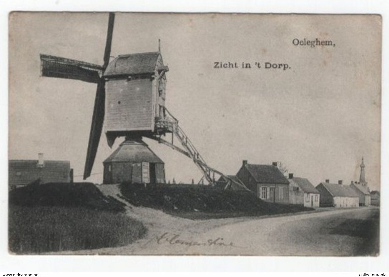 1 Oude Postkaart OELEGHEM Oelegem  De Molen Zicht In Het Dorp  1908 - Ranst