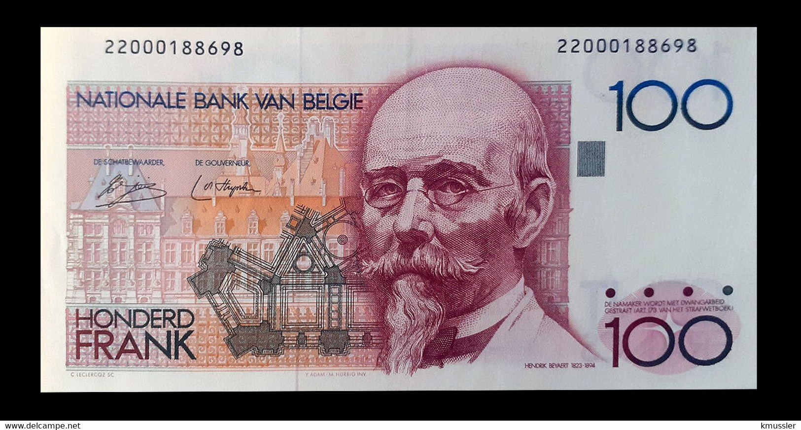 # # # Banknote Belgien (Belgium) 100 Francs (Sig. Nur Auf Der Vorderseite) AU- # # # - 100 Francs