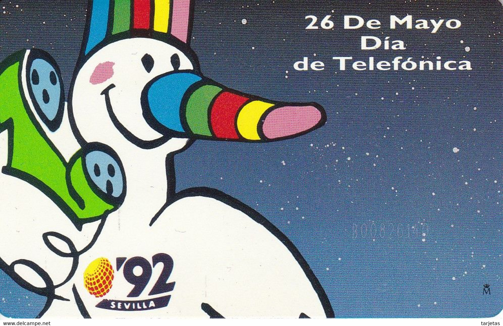 G-004/1 TARJETA DE ESPAÑA DE LA EXPO 92 DE SEVILLA CON RAYA EN EL BRAZO (NUEVA-MINT) - Emisiones Gratuitas