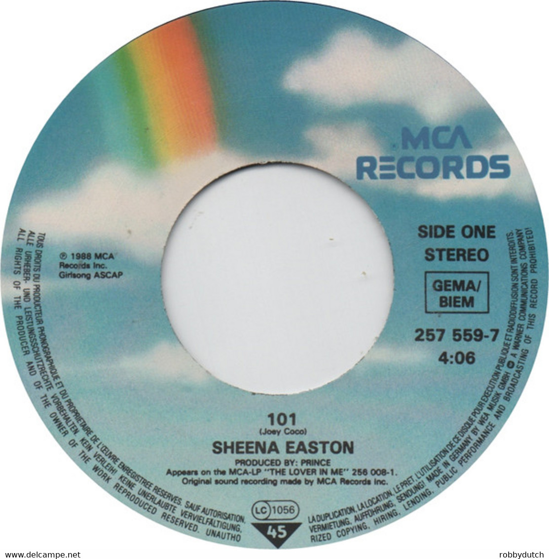 * 7" *  SHEENA EASTON - 101 (Europe 1988 EX-) - Rap & Hip Hop