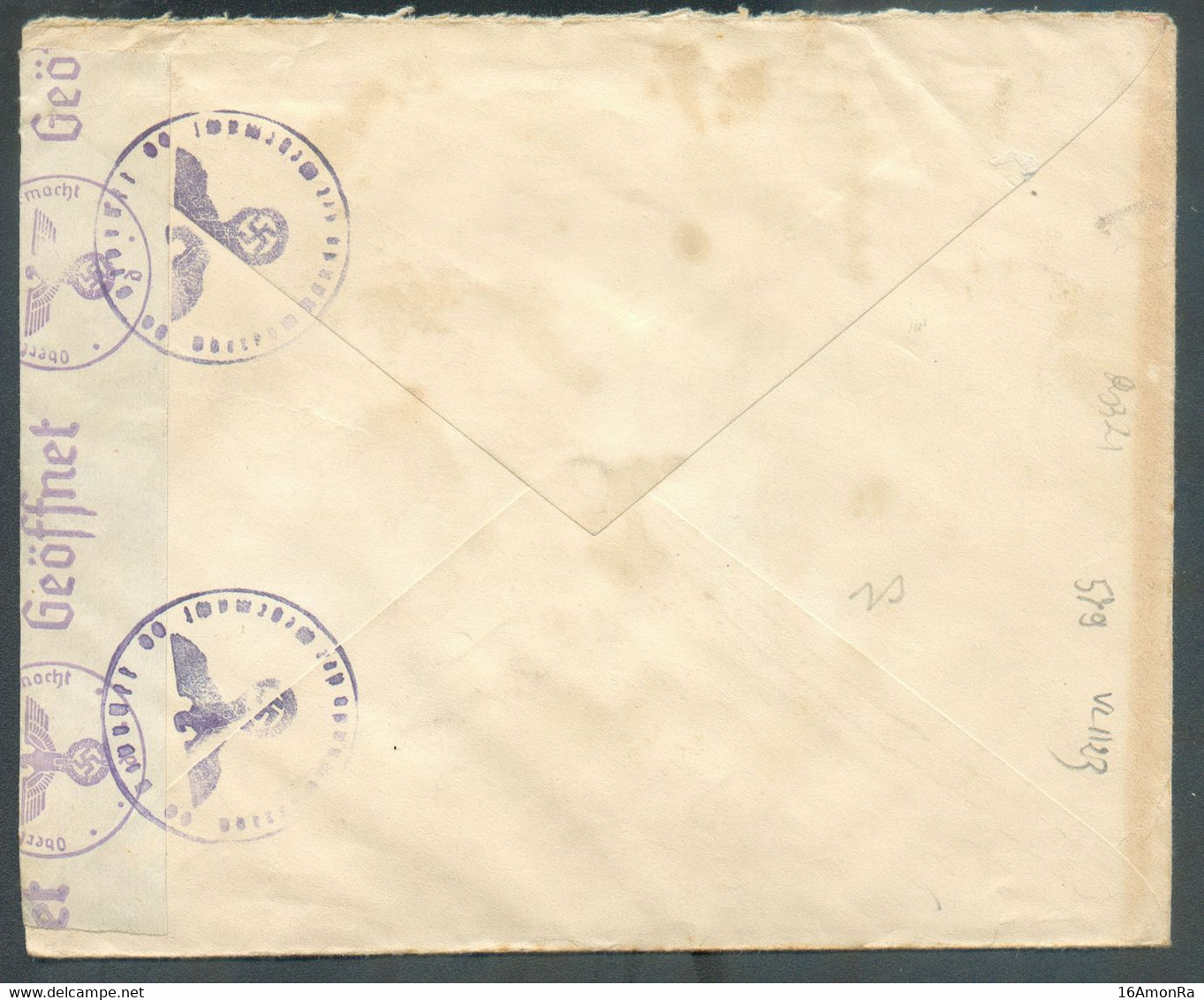 N°579 - 1Fr.75 MARGUERITE D'AUTRICHE Obl. Sc BRUGGE 1 Sur Lettre (Missiewerken) Du 6-X-1941 Vers Rome + Cachet Et Bande - Covers & Documents