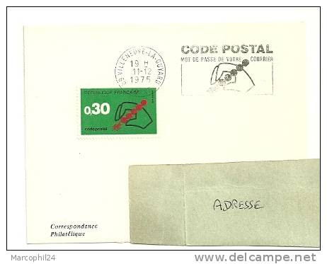 YONNE - Dépt N° 89 = VILLENEUVE La GUYARD 1975 =  FLAMME CONCORDANTE =  SECAP Illustrée ' CODE POSTAL / Mot Passe' - Código Postal