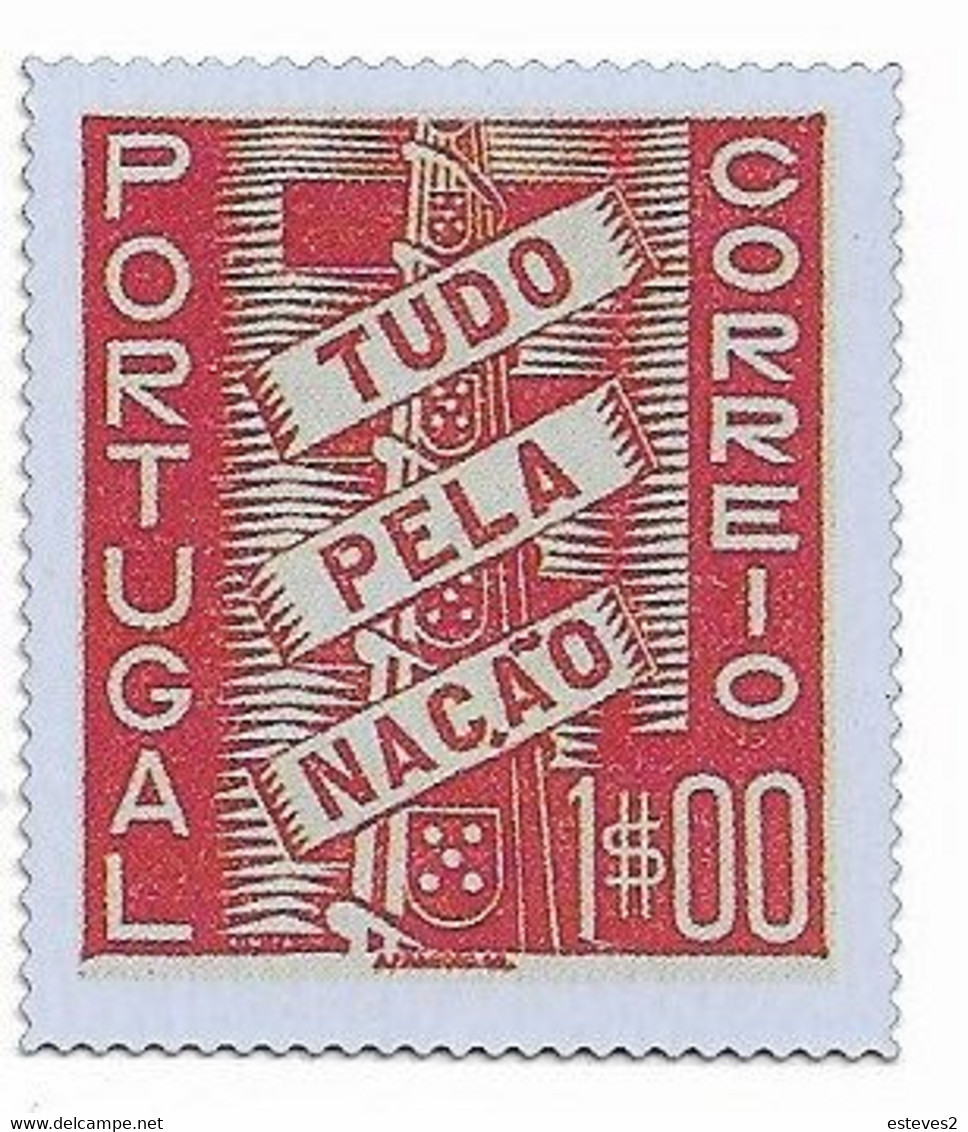 Portugal , Metallic Reproduction Of  Stamp , TUDO PELA NAÇÃO , 3,5 X 4 Cm - Sonstige & Ohne Zuordnung