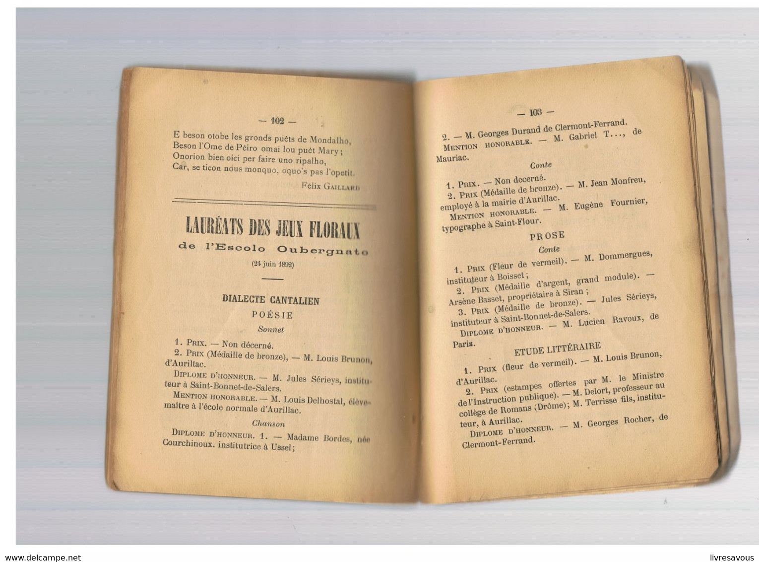 Olmonat D'Ouvergno Per 1896 OURLHAT ESTOMPPRIO MOUDERNO (quelques Publicités D'Aurillac) - Auvergne