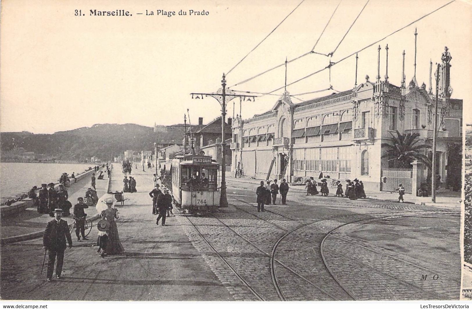 CPA France - Marseille - La Plage Du Prado - Tram Du Palace Casino - Chemin De Fer - Animée - M. Olivier Edit. - Castellane, Prado, Menpenti, Rouet