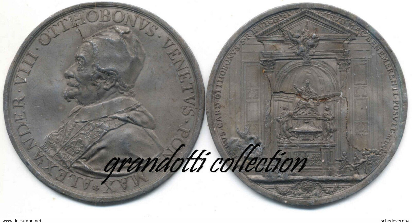 ALESSANDRO VIII MONUMENTO FUNEBRE COPPIA PLACCHE PIOMBO 1700 SAINT URBAIN - Adel